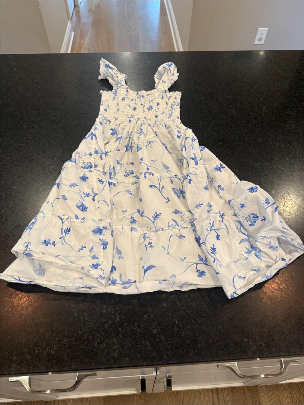 Hill House White Sundress with Blue Floral Print for Girls